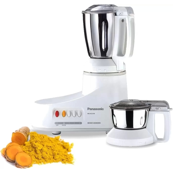 Panasonic Super Mixer Grinder MX-AC210, Steel Jars - White.