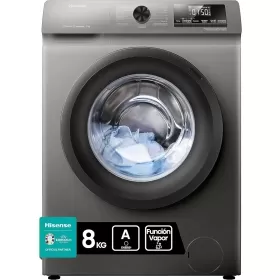 Hisense WFQP8014EVMT - Washing Machine with Steam, Front Load 8Kg Wash, 1400 rpm, Anti-Sway System, XL Door, Large LED Display [Energy Class A].