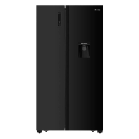 Hisense 670L Side-by-side Refrigerator with Water Dispenser H670SMIA-WD, Total No Frost – Glass Black.