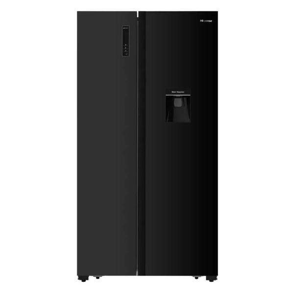 Hisense 670L Side-by-side Refrigerator with Water Dispenser H670SMIA-WD, Total No Frost – Glass Black.