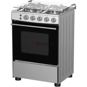 Hisense Cooker 60x60cm, 4 Burners Full Gas Cooker with Gas Oven & Grill, Auto Ignition – Silver (HFG60121X).