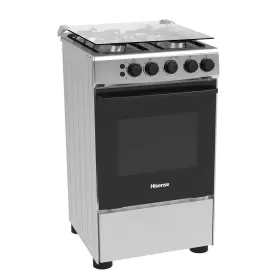 Hisense 50cm 4 Burners Full Gas Cooker with Gas Oven, Auto Ignition – Silver (HFG50111X).