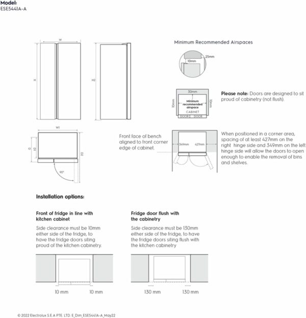 Electrolux 528L Side by Side Fridge ESE5441A-AME W/ Water Dispenser, Digital Control, Inverter Compressor - Image 13