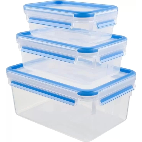 Tefal K3028912 MasterSeal Fresh Box, Plastic Food Storage Container, 100 Percent Leakproof, 3 Piece Set