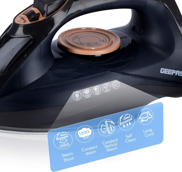 Geepas Steam Iron GSI7703 | Ceramic Soleplate | 2400W - Image 2