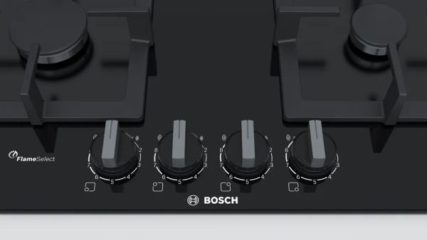 Bosch Series 6 Gas Hob, 60 cm, 4 Gas Zones, Tempered Glass, PPP6A6B20Z - Black - Image 2
