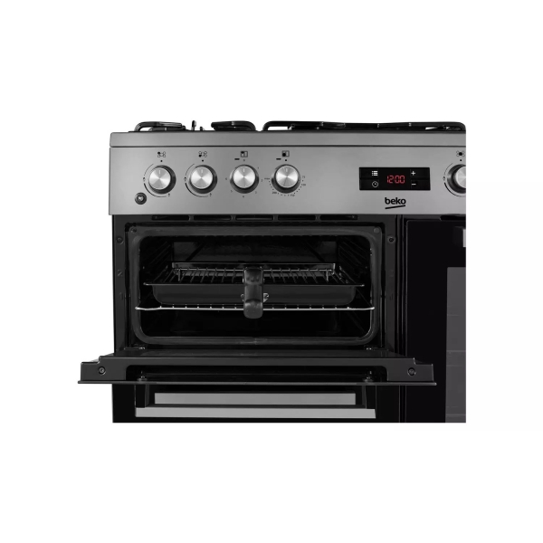 Beko 90cm Dual Fuel Range Cooker | KDVF90X | 5 Gas | Tripple Cavity | Electric Oven & Grill | Oven Fan | Auto Ignition | Flame Failure Device - Image 9